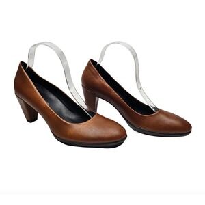 Ecco Shoes Women's Size EU 41 US 10.5 Brown Leather Pumps Heels Casual Comfort